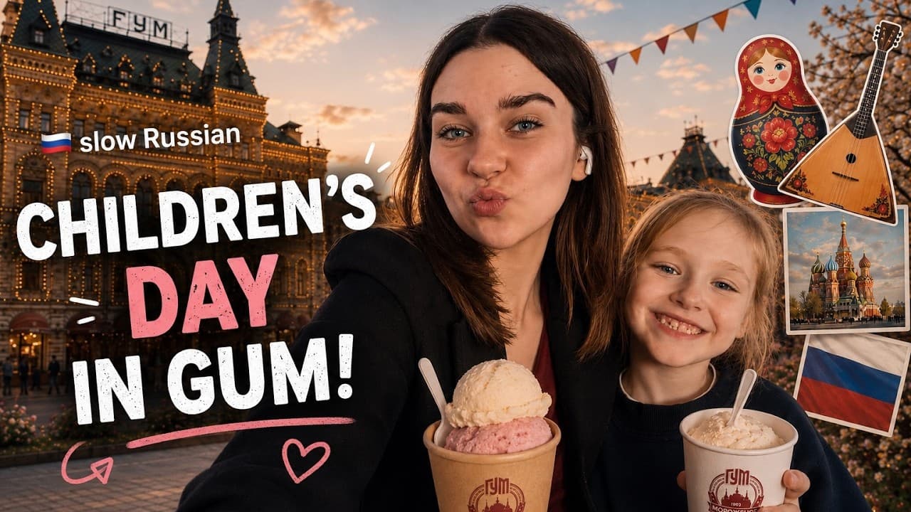 GUM Ice Cream Day in Moscow: Huge Crowds & Honest Opinions! 🍦 (Easy Slow Russian A2-B1)