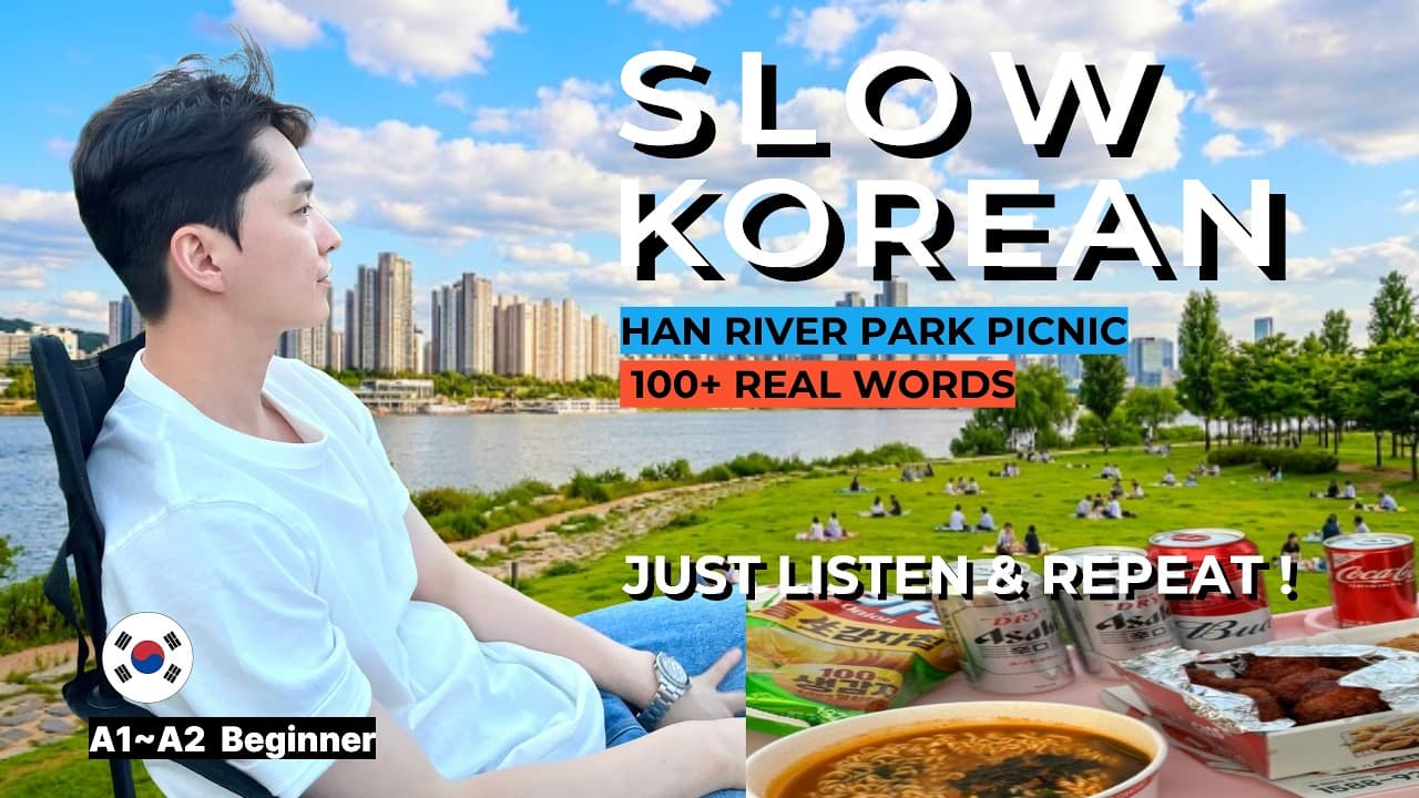 Slow Korean Vlog | Korean Han River Park Picnic l Real-Life Vocabulary for Beginners