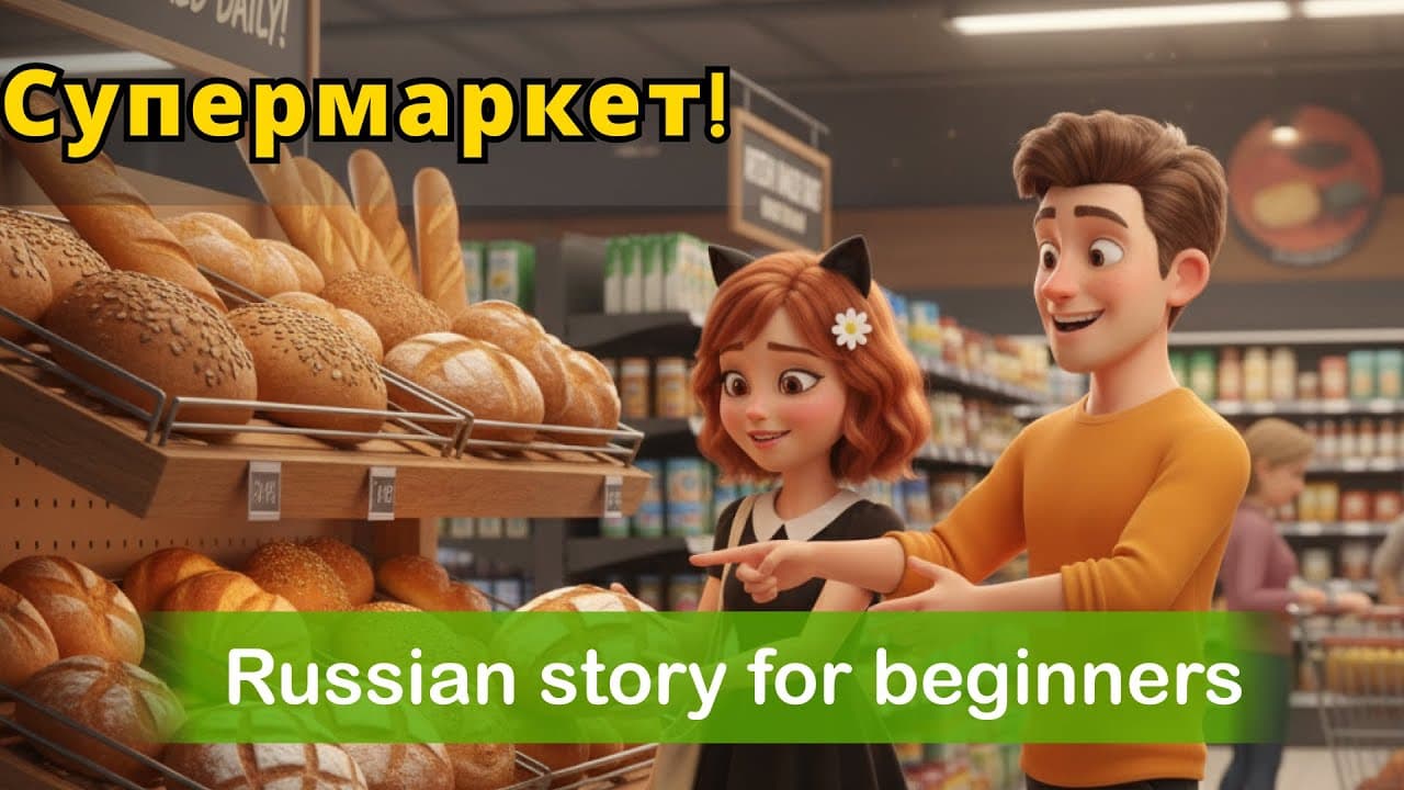 Improve Your Russian  Listening | Russian Story for Beginners: We Go Grocery Shopping!