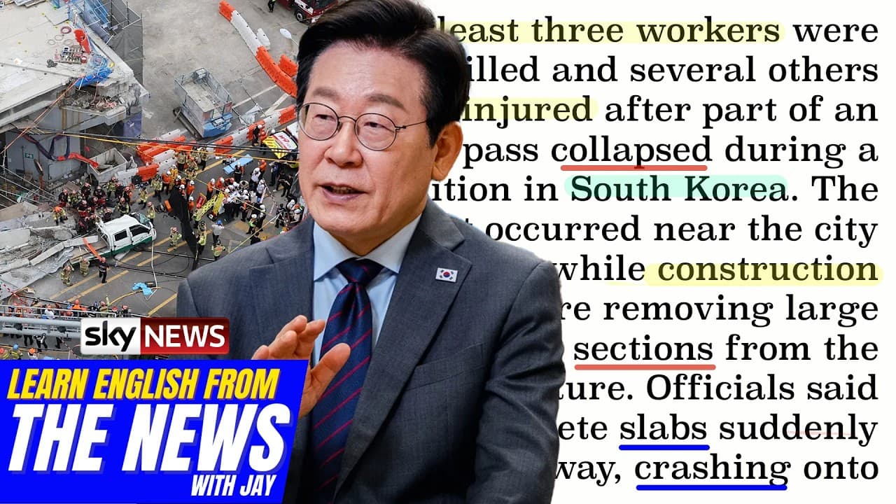 Learn English From The News - South Korea Overpass Collapse, Kills 3 Workers + Quiz