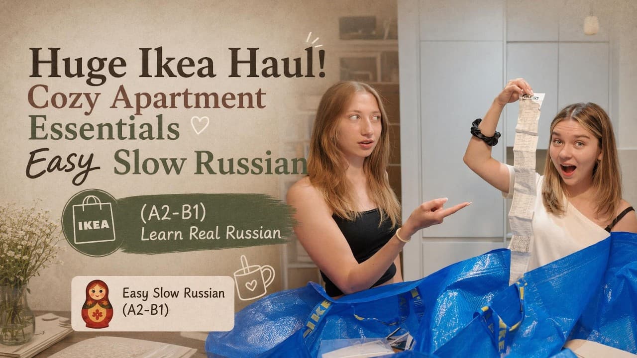 Huge IKEA Haul! Cozy Apartment Essentials 🇸🇪 | Easy Slow Russian (A2-B1)