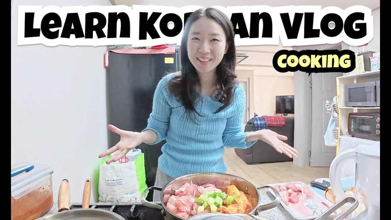 Learn Korean while I cook kimchi-jjim 🇰🇷 (Comprehensible Input)