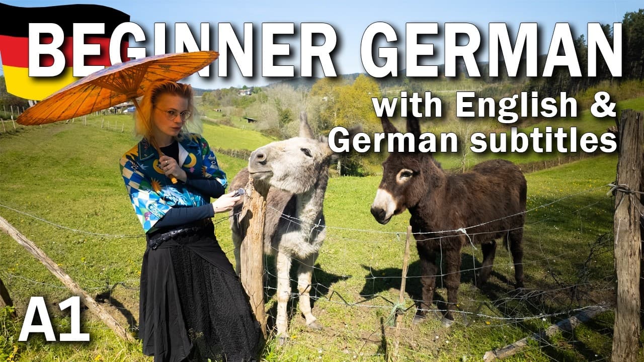 Beginner German comprehensible input A1 with English and German subtitles
