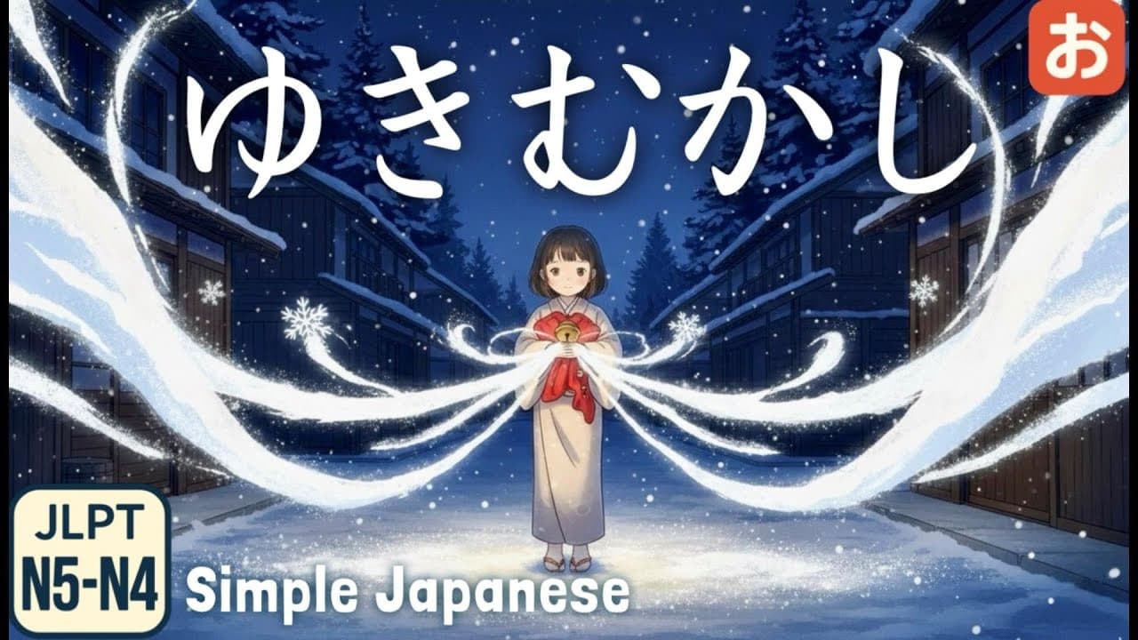 [Japanese Folktale] YUKI MUKASHI – Why Snow Is White | A Classic Tale in Simple Japanese JLPT N5–N4