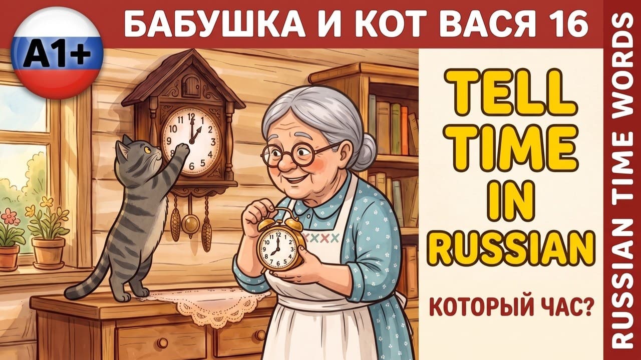A Sneaky Cat & a Cuckoo Clock ⏰ Grandma & Cat Vasya | Russian A1+ Story #16
