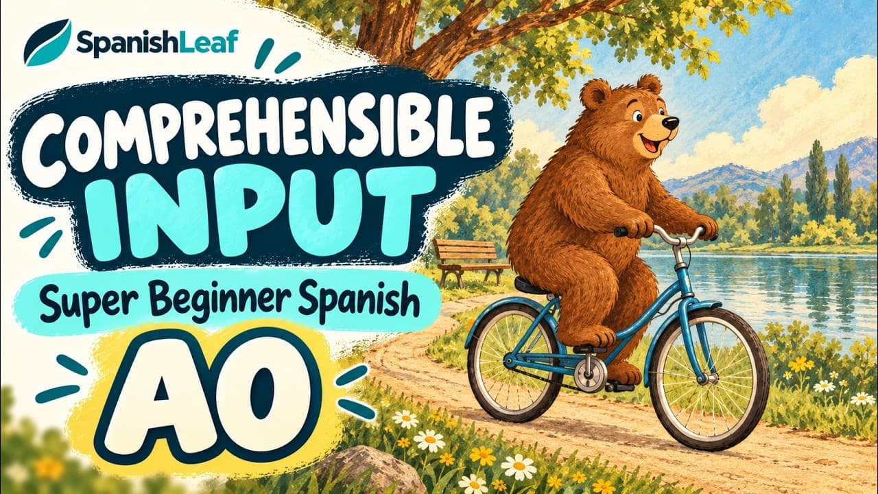 Spanish Comprehensible Input | Superbeginner | The bear rides a bicycle