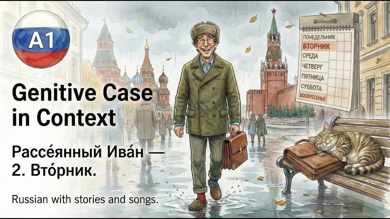 Рассеянный Иван 2 - Absent-minded Ivan: Part 2 (Tuesday) | Genitive Case in Context | A1