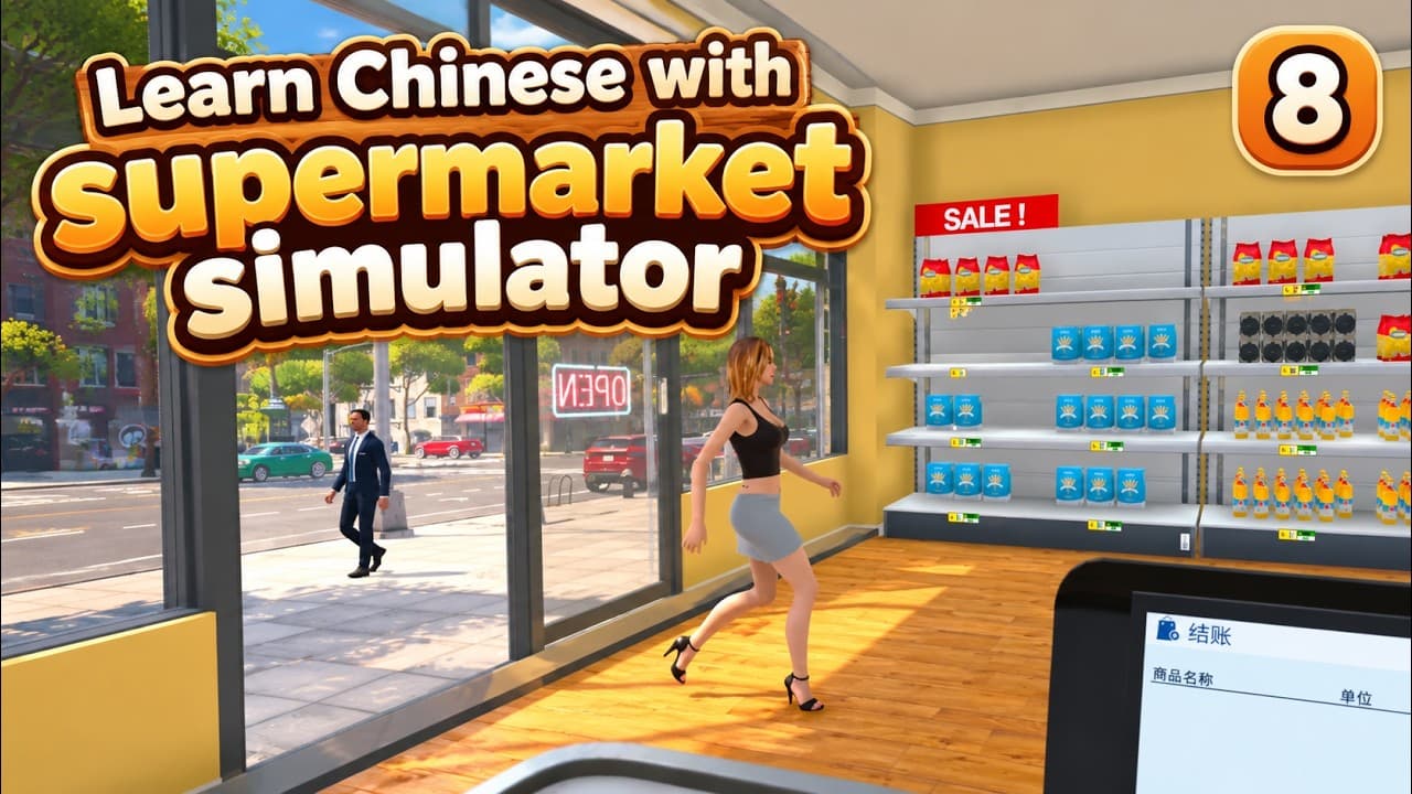 Learn Chinese with Supermarket Simulator | Discounts, Checkout & Restocking