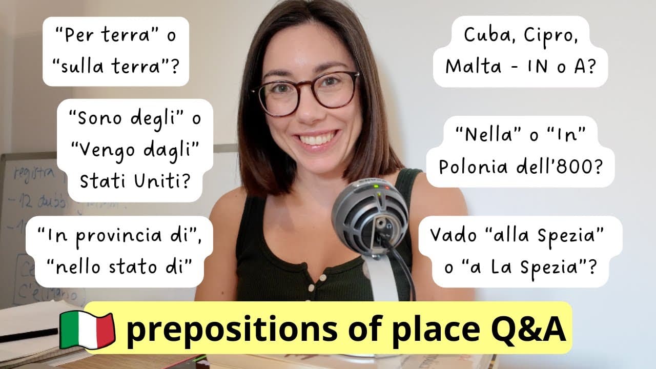 Rispondo alle vostre domande sulle preposizioni di luogo! Italian grammar Q&A (Subtitles)