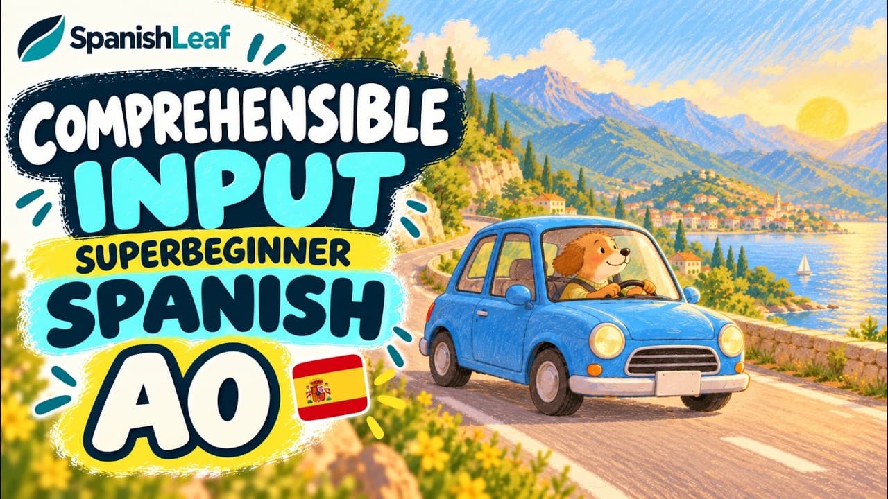 Spanish Comprehensible Input | Superbeginner | The dog drives a car