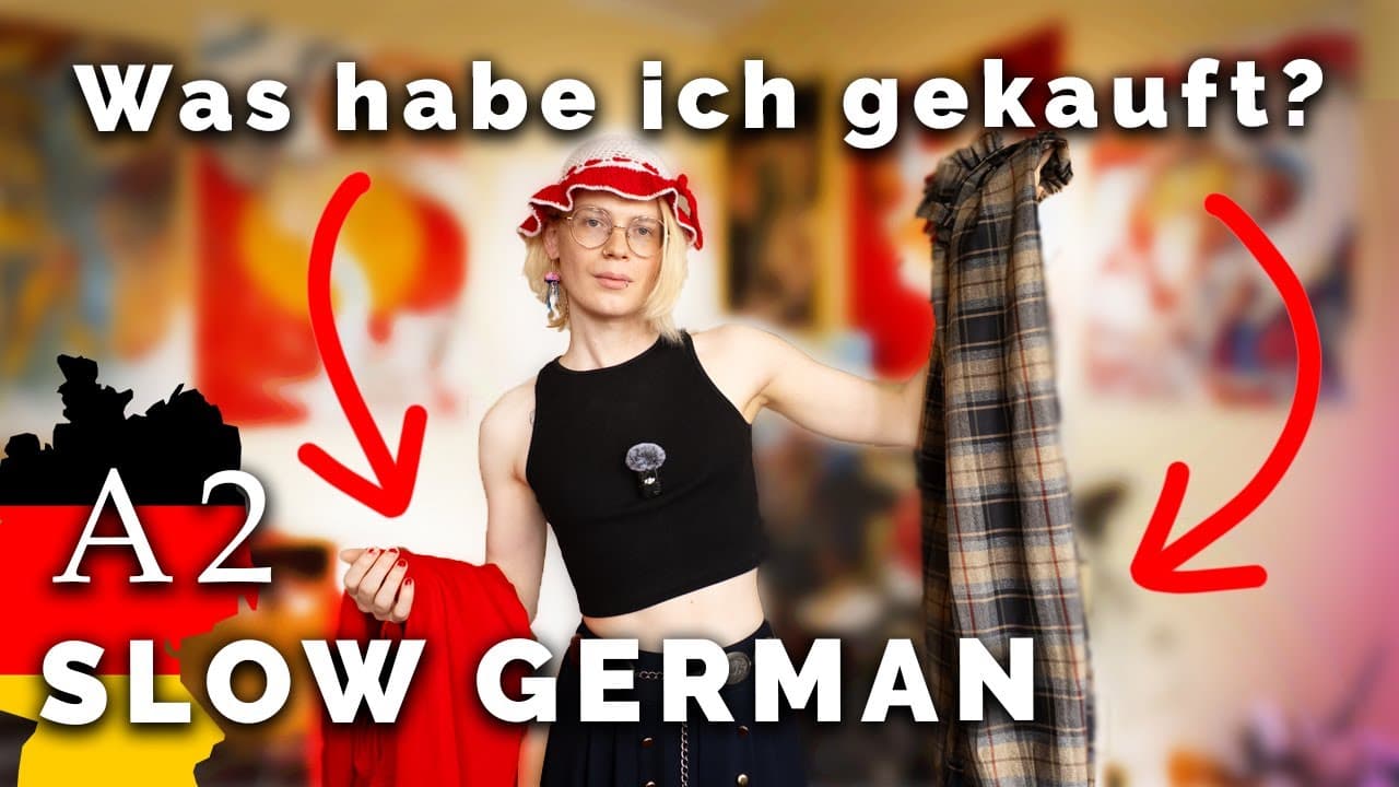 Berlin SECOND HAND HAUL / Vlog in slow German (with German subtitles) Beginner Listening Practice