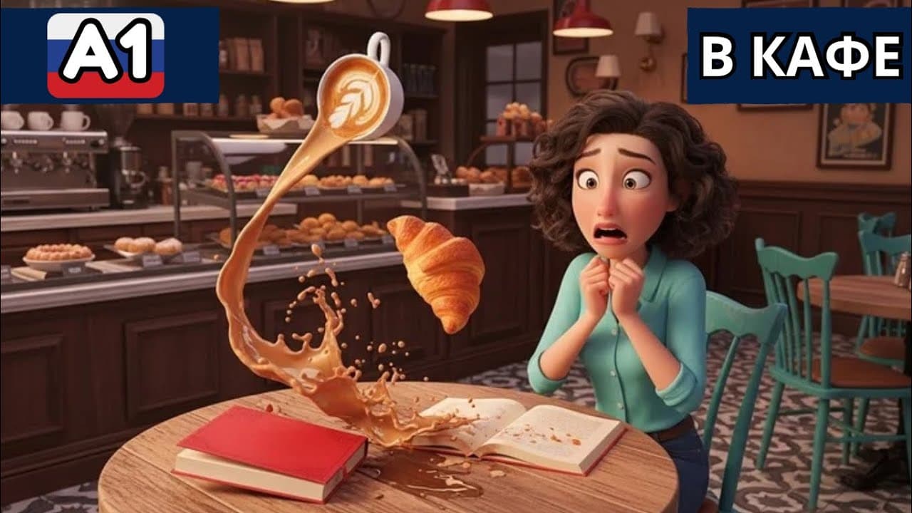 Slow Russian Story for A1 Beginners - In the Cafe | Learn Russian Language #learnrussian